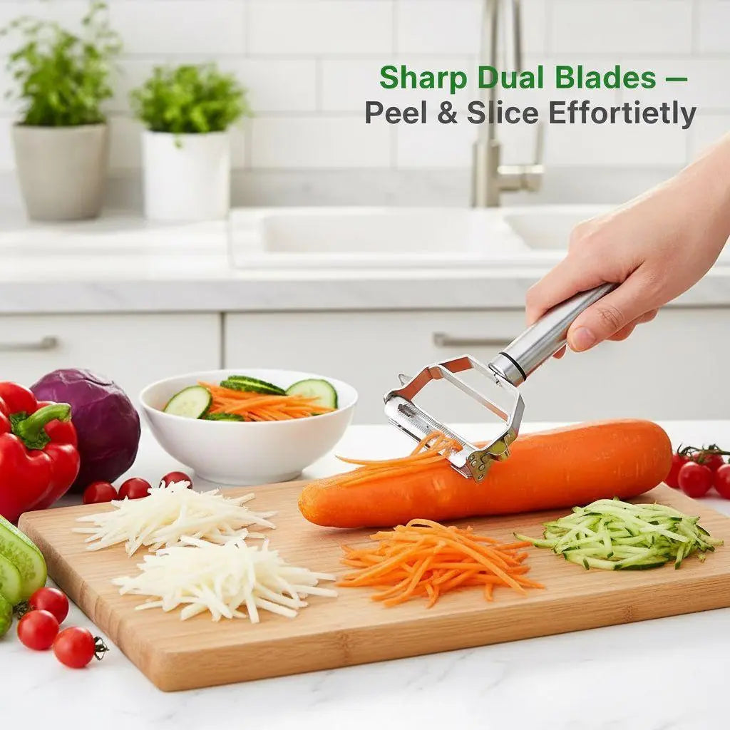 DualEdge™ | 2-in-1 Stainless Steel Peeler & Julienne Slicer