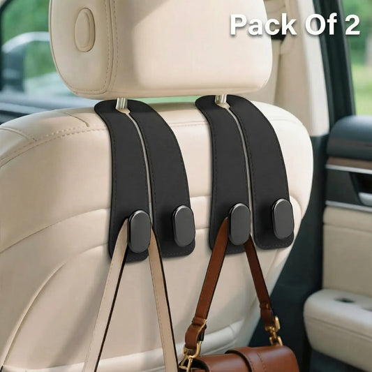 CarHook™ – Universal Heavy-Duty Leather Car Seat Storage Hooks (Pack of 2)