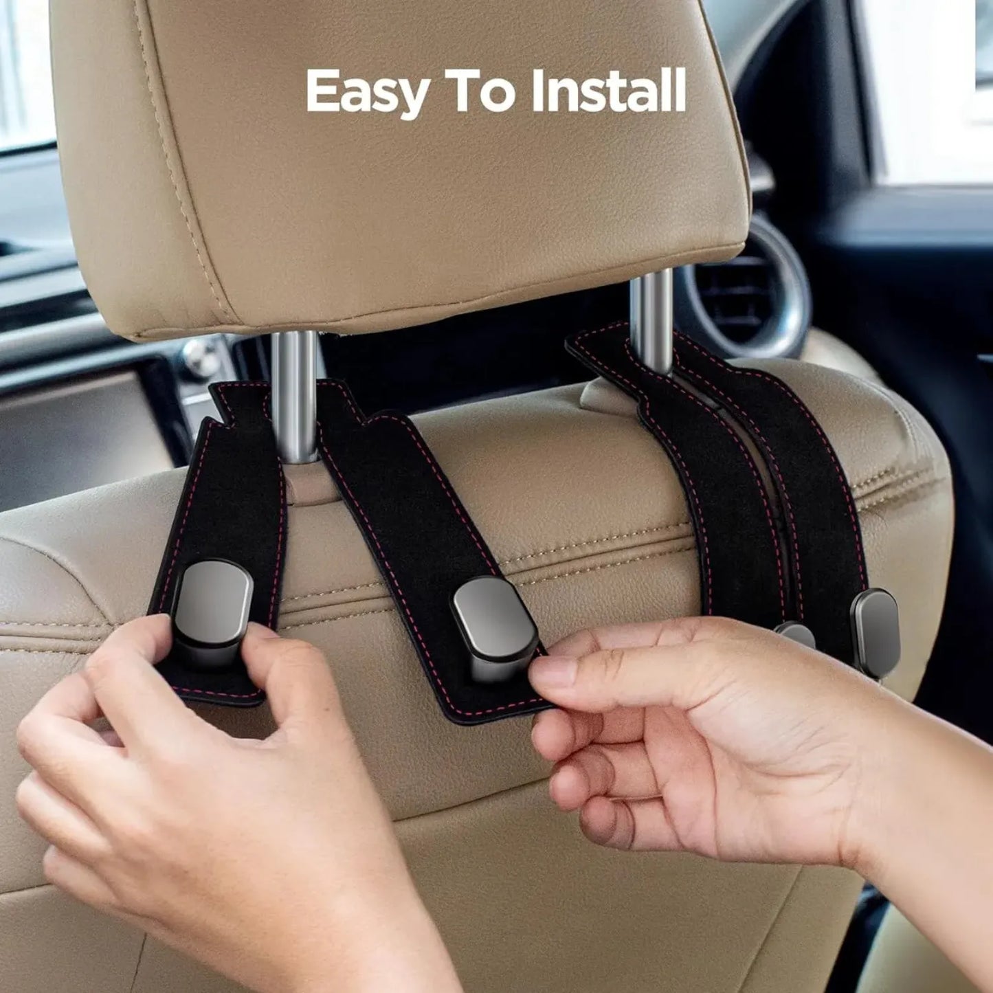 CarHook™ – Universal Heavy-Duty Leather Car Seat Storage Hooks (Pack of 2)