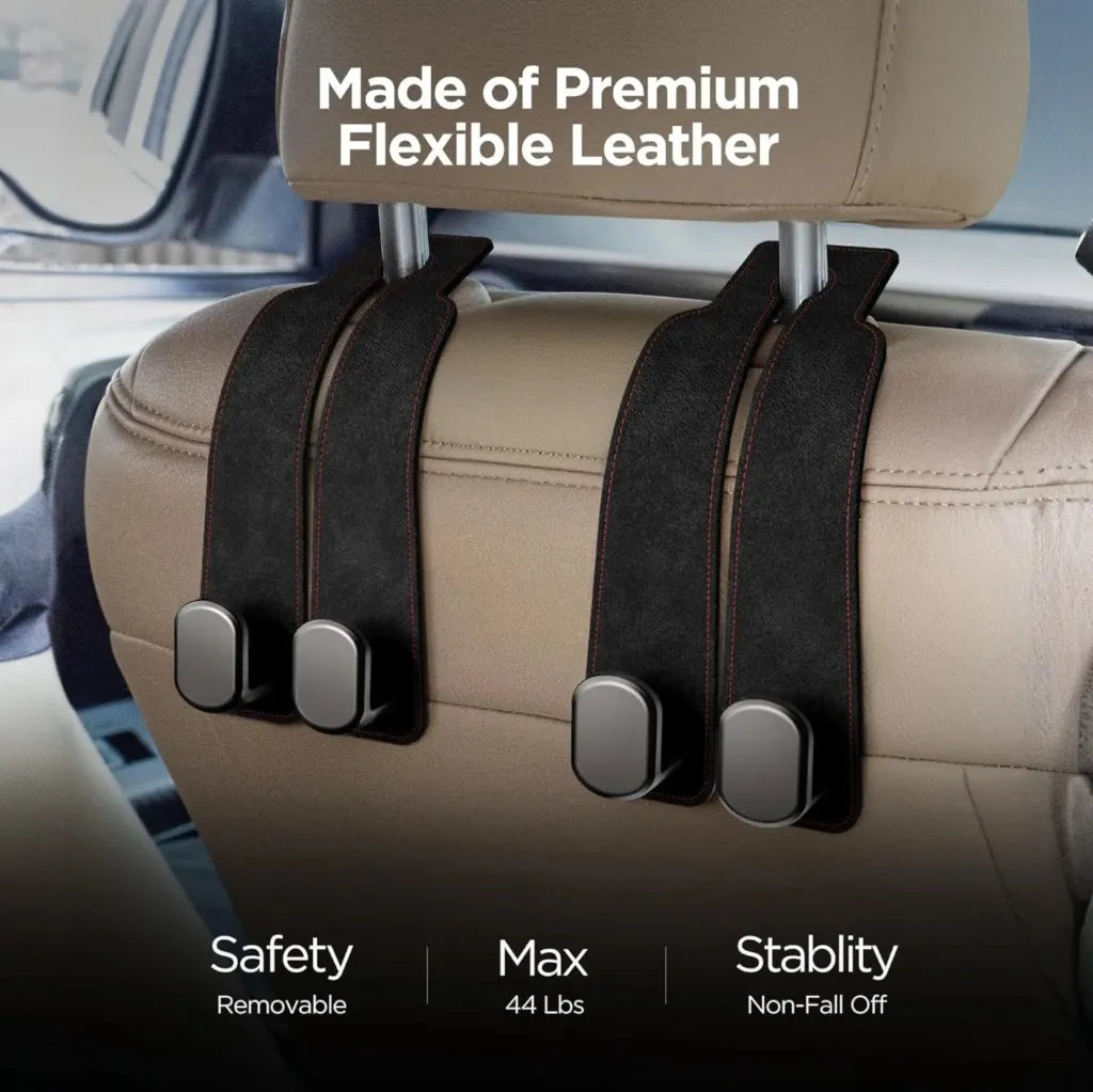 CarHook™ – Universal Heavy-Duty Leather Car Seat Storage Hooks (Pack of 2)