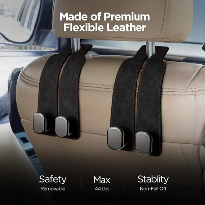 CarHook™ – Universal Heavy-Duty Leather Car Seat Storage Hooks (Pack of 2)