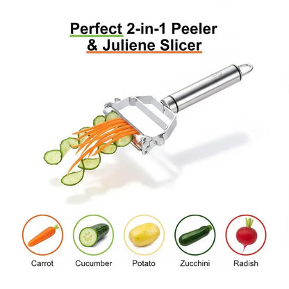 DualEdge™ | 2-in-1 Stainless Steel Peeler & Julienne Slicer