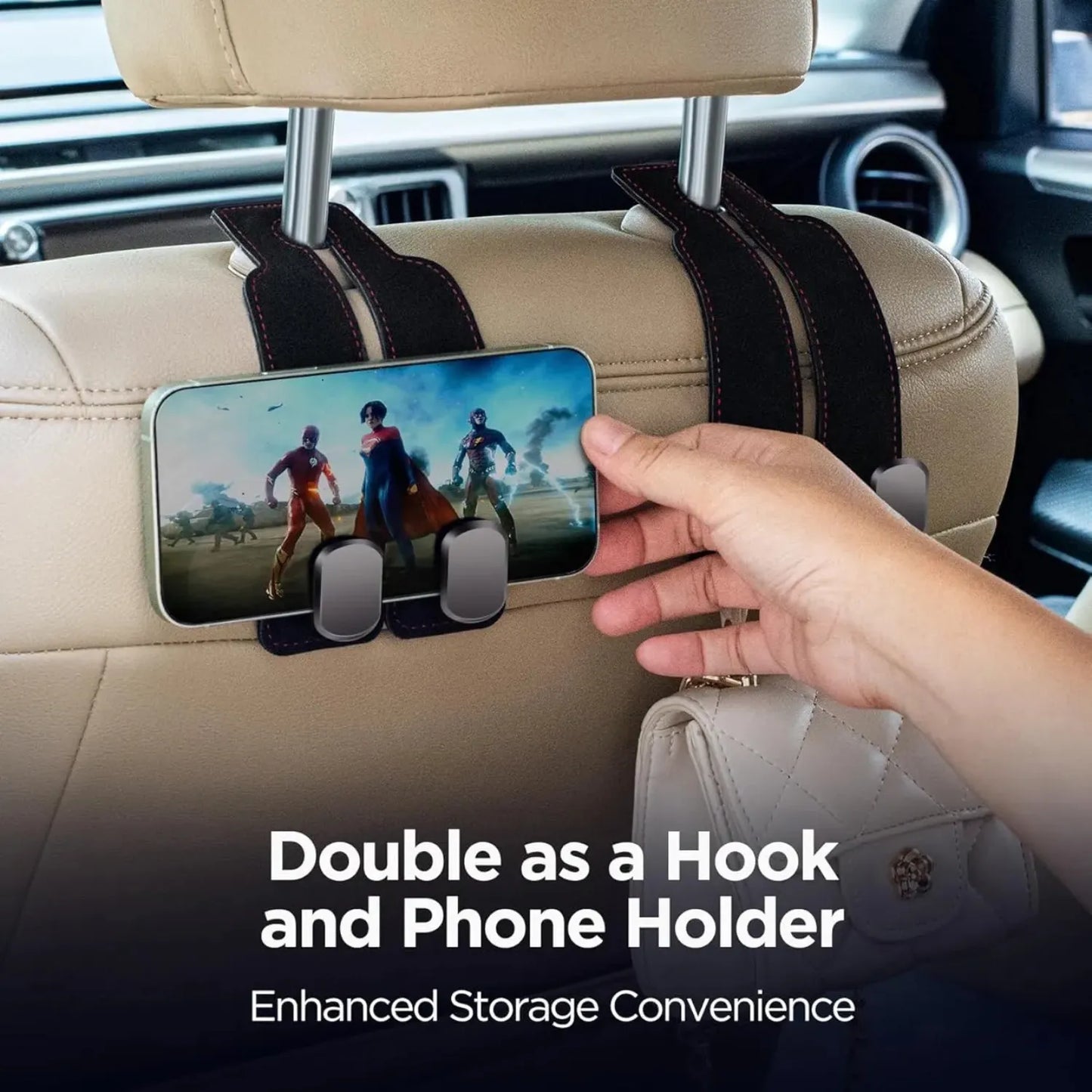 CarHook™ – Universal Heavy-Duty Leather Car Seat Storage Hooks (Pack of 2)