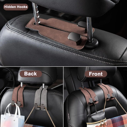 CarHook™ – Universal Heavy-Duty Leather Car Seat Storage Hooks (Pack of 2)