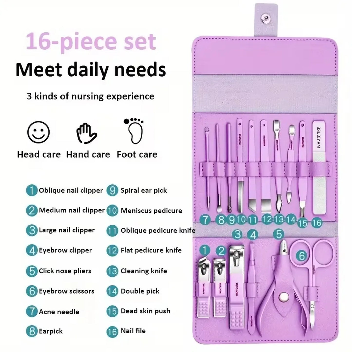 NailCare™ Premium 16-Piece Nail & Beauty Kit